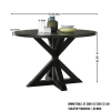 Banff 5-piece Dining Set, Cross-Buck Round Table with 4 Tufted Chairs, Gray