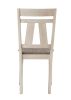 5pc Cottage Style Extendable Dining Table Set Chalk Gray Tow Tone Finish Upholstered Chair Dining Room Wooden Furniture Two Self-Storing Refectory Lea