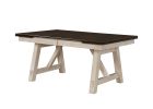5pc Cottage Style Extendable Dining Table Set Chalk Gray Tow Tone Finish Upholstered Chair Dining Room Wooden Furniture Two Self-Storing Refectory Lea