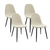 47"-63" extendable MDF modern dining table and chair set, suitable for 2-6 people, white dining table and modern beige round dining chair 4-piece set