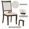 TREXM 5-Piece Retro Dining Set, Round Table with Pedestal Table Base and 4 Upholstered Chairs for Dining Room and Kitchen (Espresso)