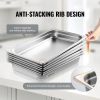 VEVOR 6 Pack Hotel Pans, Full Size Anti-Jam Steam Pan, 0.8mm Thick Stainless Steel Restaurant Steam Table Pan, 2.5-Inch Deep Commercial Table Pan