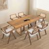 86.61 Inch Oversize Rectangular Waves Dining Table Set,7 PCS Wooden Dining Table and Chairs,Mid Century Modern Large Kitchen Set for Living Room