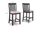 5-Piece Farmhouse Counter Height Dining Set Rectangular Table Light Gray Black Finish Upholstered Chairs Wooden Solid Wood Dining Room Kitchen Furnitu