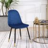 Evatt 5-Piece Round Dining Set, Trestle Round Table with 4 Stylish Chairs, Blue