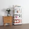 Home kitchen storage shelf, living room dining food shelf, 4 ply wide plastic white household plastic cart with wheels