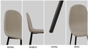 47"-63" extendable MDF modern dining table and chair set, suitable for 2-6 people, white dining table and modern beige round dining chair 4-piece set