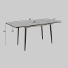 47"-63" extendable MDF modern dining table and chair set, suitable for 2-6 people, white dining table and modern beige round dining chair 4-piece set