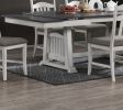 Antique White 7pc Dining Set Table w 2x Leaves Ladder Back 6x Chairs Classic Look Dining Room