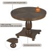 TREXM 5-Piece Retro Dining Set, Round Table with Pedestal Table Base and 4 Upholstered Chairs for Dining Room and Kitchen (Espresso)