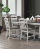 Antique White 7pc Dining Set Table w 2x Leaves Ladder Back 6x Chairs Classic Look Dining Room