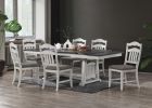 Antique White 7pc Dining Set Table w 2x Leaves Ladder Back 6x Chairs Classic Look Dining Room