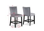 5-Piece Contemporary Counter Height Dining Set Square Faux Marble Table Tope Black Finish Upholstered Chairs Channel Tufting Wooden Solid Wood Dining