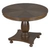 TREXM 5-Piece Retro Dining Set, Round Table with Pedestal Table Base and 4 Upholstered Chairs for Dining Room and Kitchen (Espresso)
