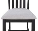 6-Piece Farmhouse Counter Height Dining Set Rectangular Table Light Gray Black Finish Upholstered Chairs Bench Wooden Solid Wood Dining Room Kitchen F