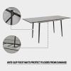 47"-63" extendable MDF modern dining table and chair set, suitable for 2-6 people, white dining table and modern grey round dining chair 4-piece set