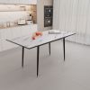 47"-63" extendable MDF modern dining table and chair set, suitable for 2-6 people, white dining table and modern grey round dining chair 4-piece set