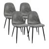 47"-63" extendable MDF modern dining table and chair set, suitable for 2-6 people, white dining table and modern grey round dining chair 4-piece set