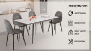 47"-63" extendable MDF modern dining table and chair set, suitable for 2-6 people, white dining table and modern grey round dining chair 4-piece set