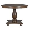 TREXM 5-Piece Retro Dining Set, Round Table with Pedestal Table Base and 4 Upholstered Chairs for Dining Room and Kitchen (Espresso)