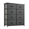Dresser in the bedroom, tall dresser with 8 drawers, storage tower with fabric bin