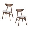 Wooden Dining Table Set, Modern Simple Design Round Kitchen Table and Fabric Upholstered Dining Chairs for Dining Room, Kitchen