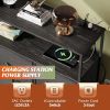 Coloured bedroom dresser with 5 fabric drawers, entertainment center with open shelves and 45" TV power outlets, vanity TV cabinet with closet storage